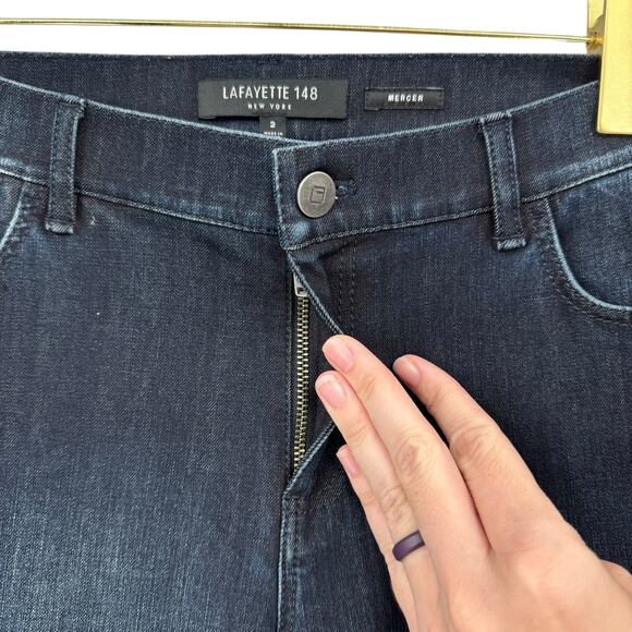 Lafayette 148 New York Mercer Dark Wash Stretch Denim Mid Rise Skinny Jeans - Picture 5 of 7